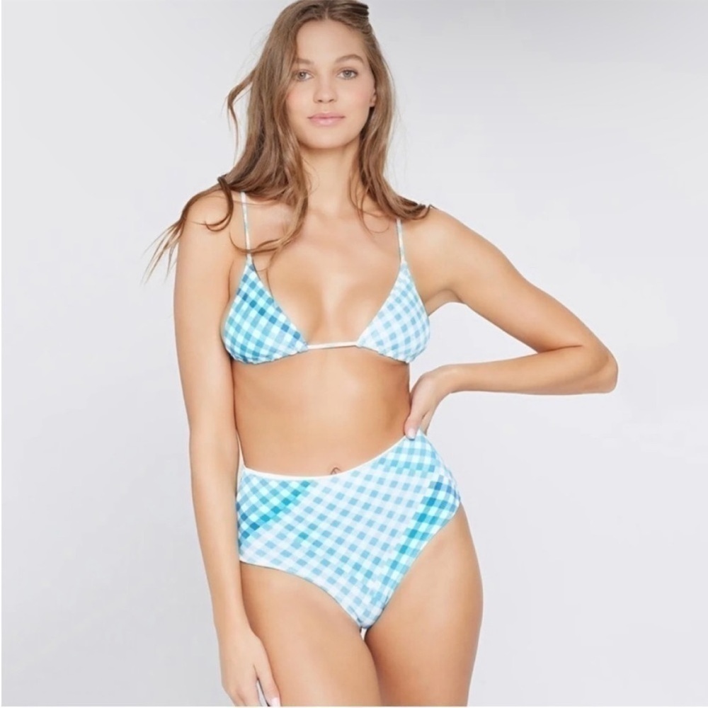 L Space Picnic Plaid High Waisted Bikini Set